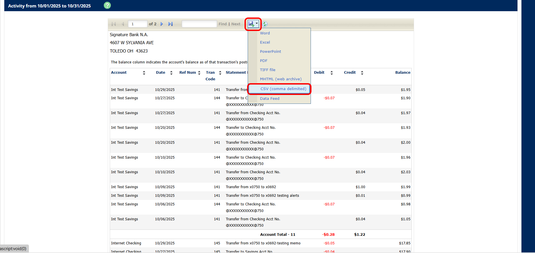 CM Reports-Export CSV