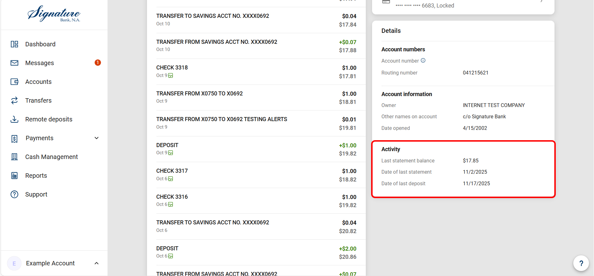 Activity-Last Statement Balance