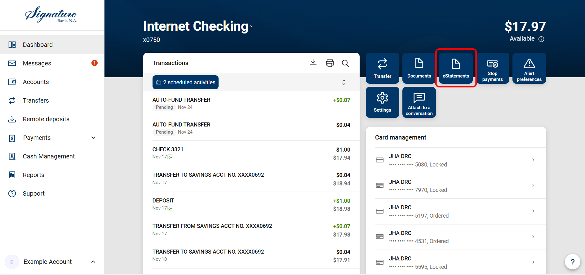 Account Detail-eStatement Quicklink