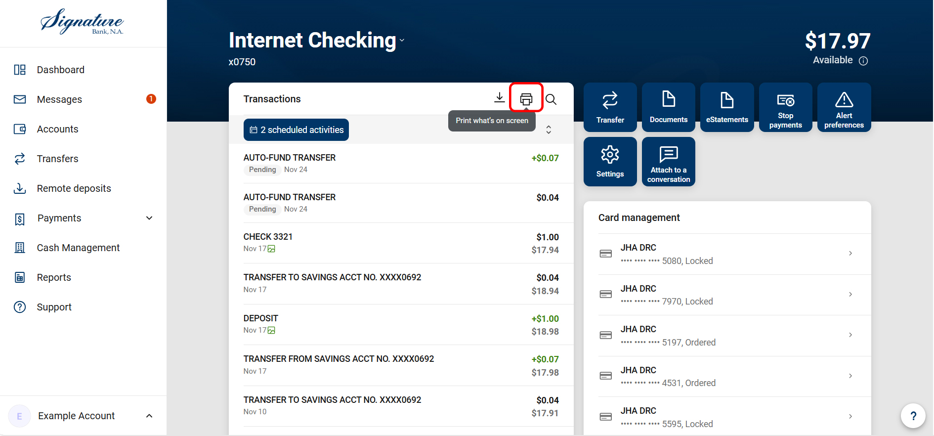 Transaction history-Print icon